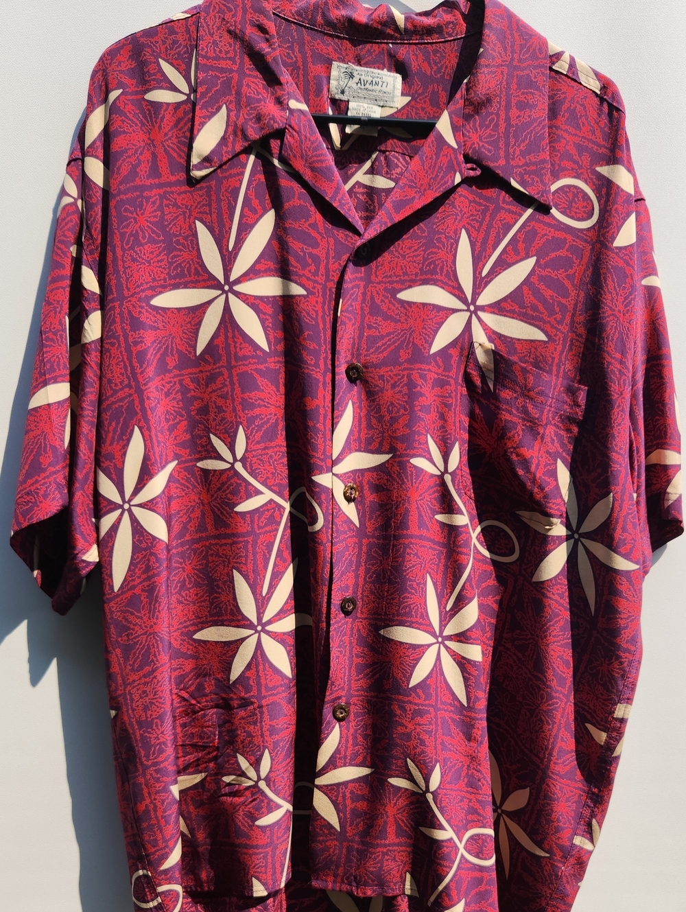 Avanti Hawaiian Purple and Cream Silk Floral Camp Shirt